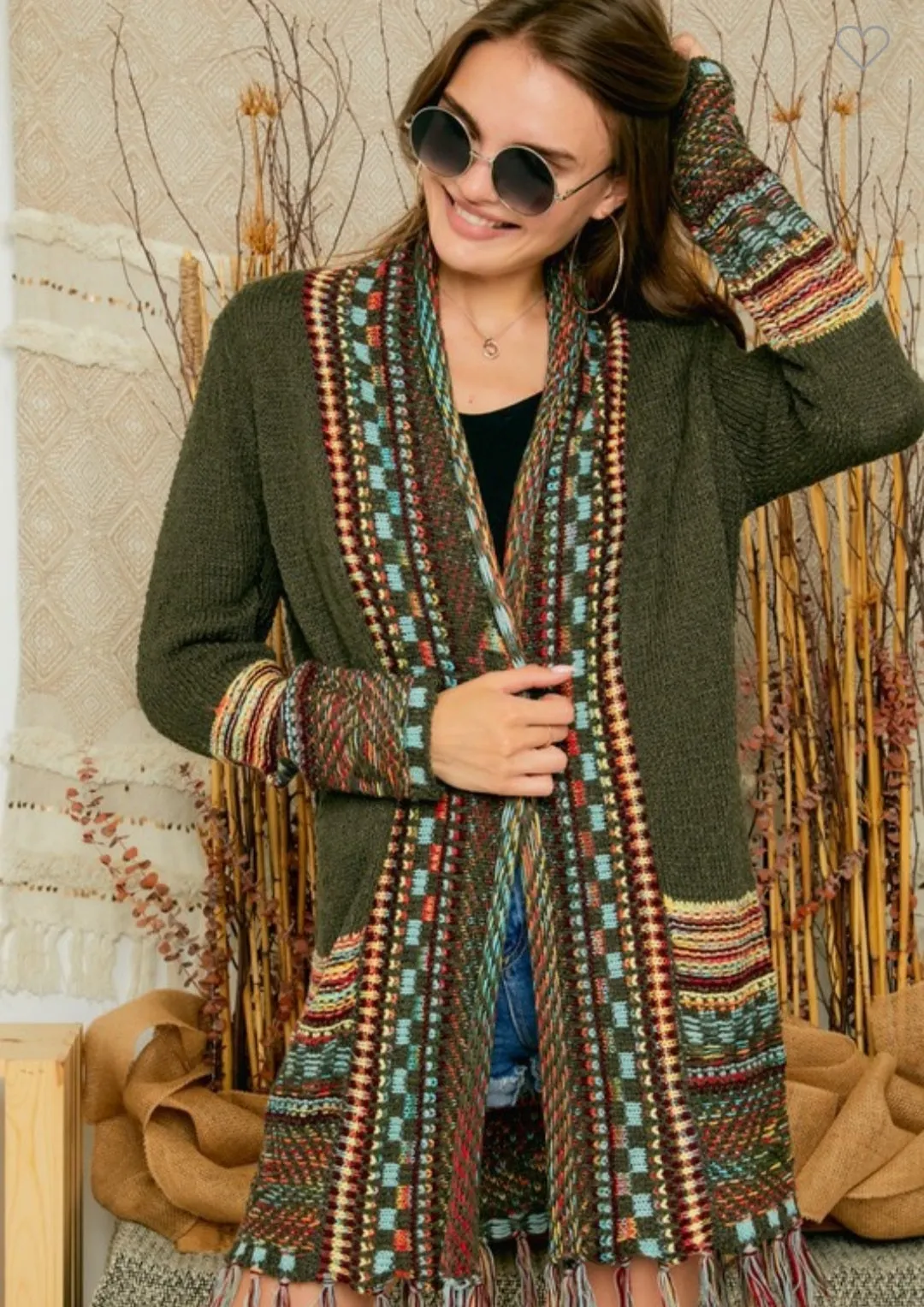 Fringe Hem Sweater Cardigan