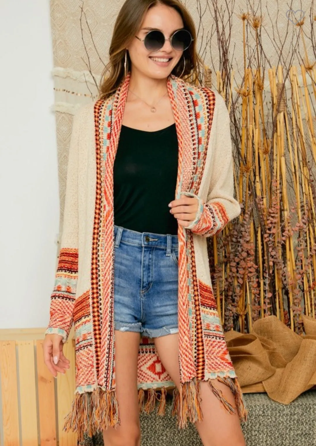 Fringe Hem Sweater Cardigan