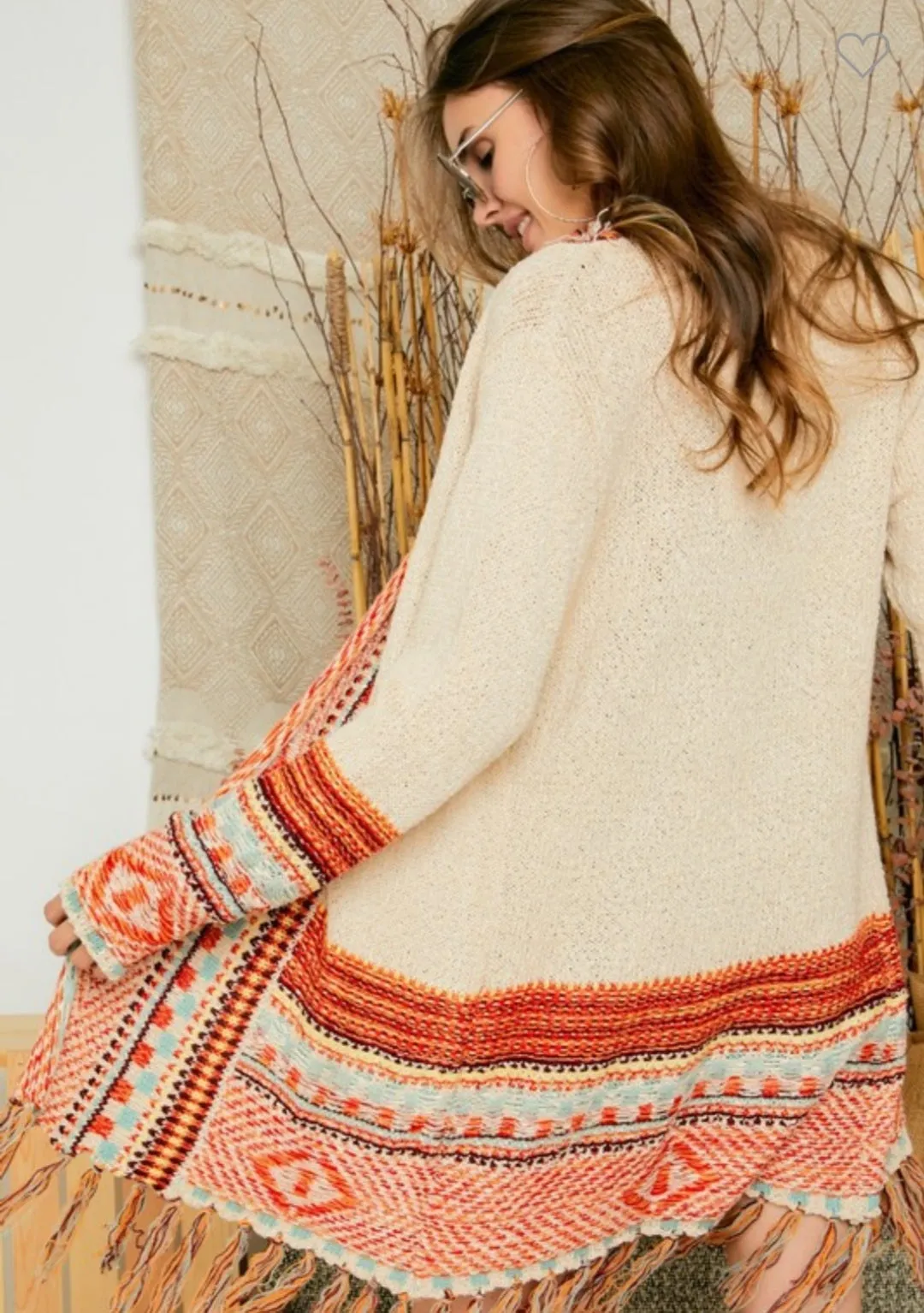 Fringe Hem Sweater Cardigan