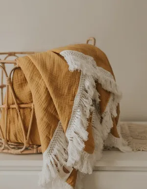 Fringe Muslin Quilt Honey