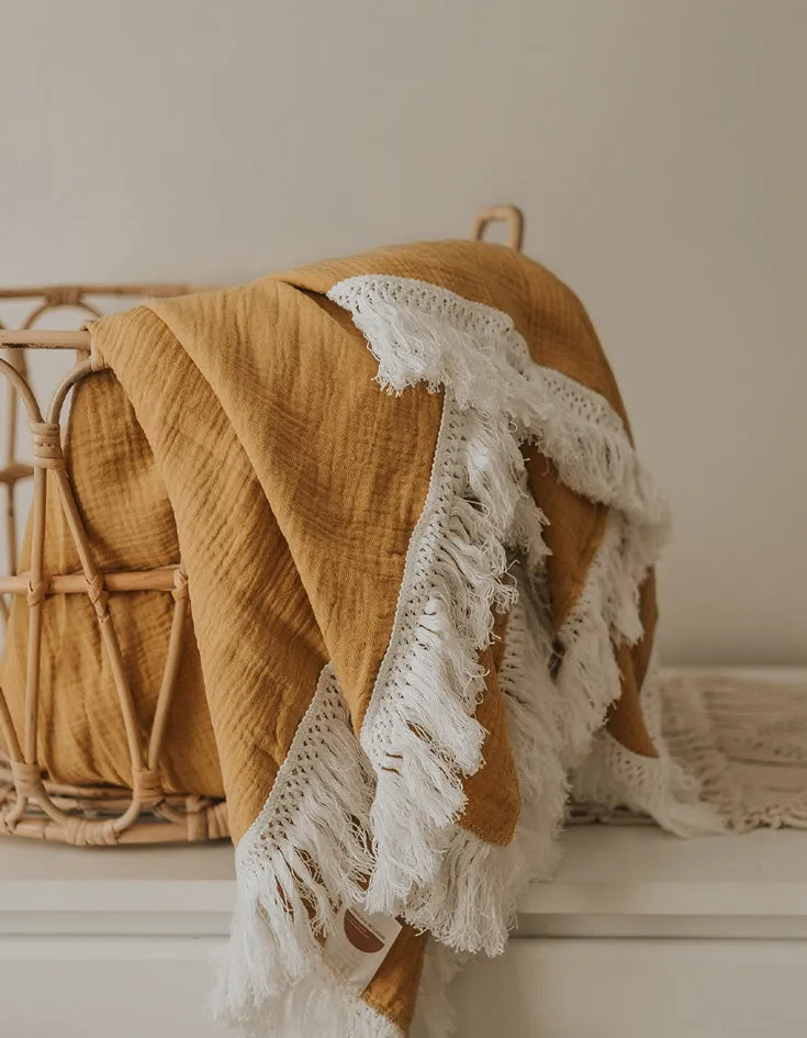 Fringe Muslin Quilt Honey