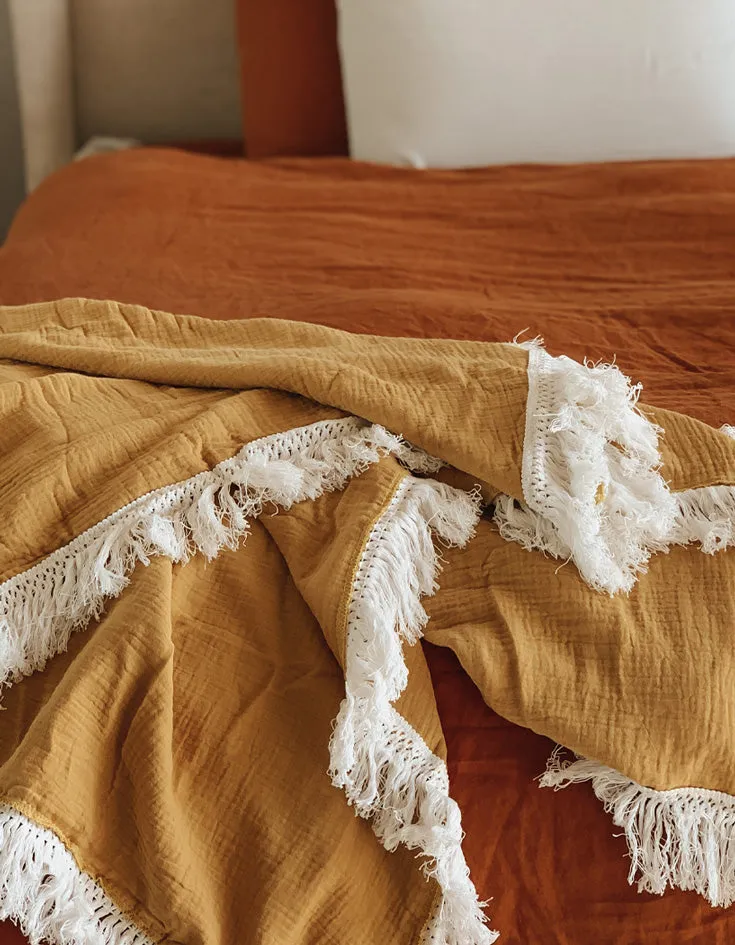 Fringe Muslin Quilt Honey