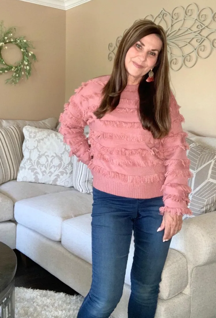 Fringe Sweater in Mauve