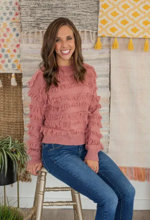 Fringe Sweater in Mauve