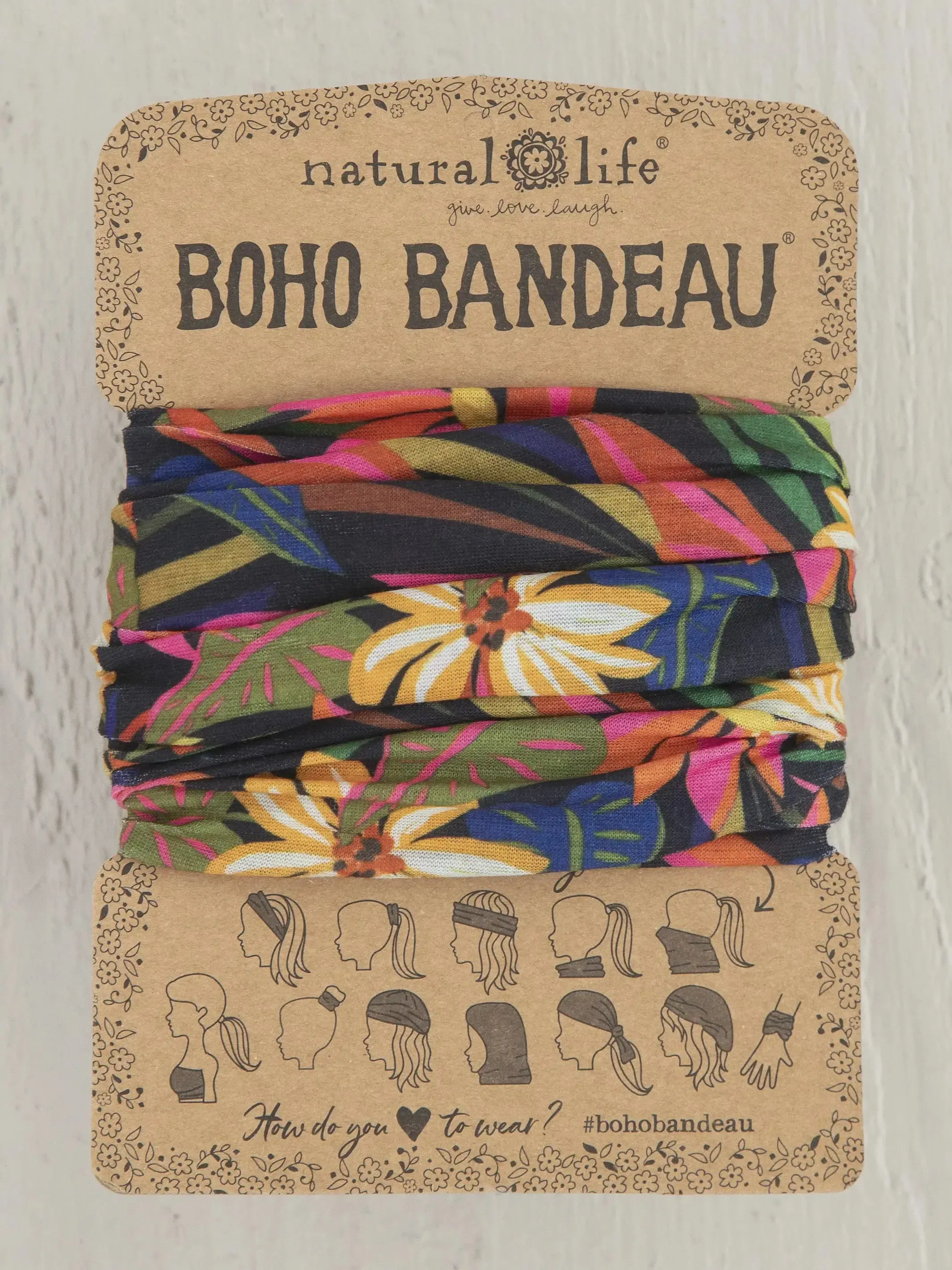 FULL BOHO BANDEAU HEADBAND - BLACK TROPICAL
