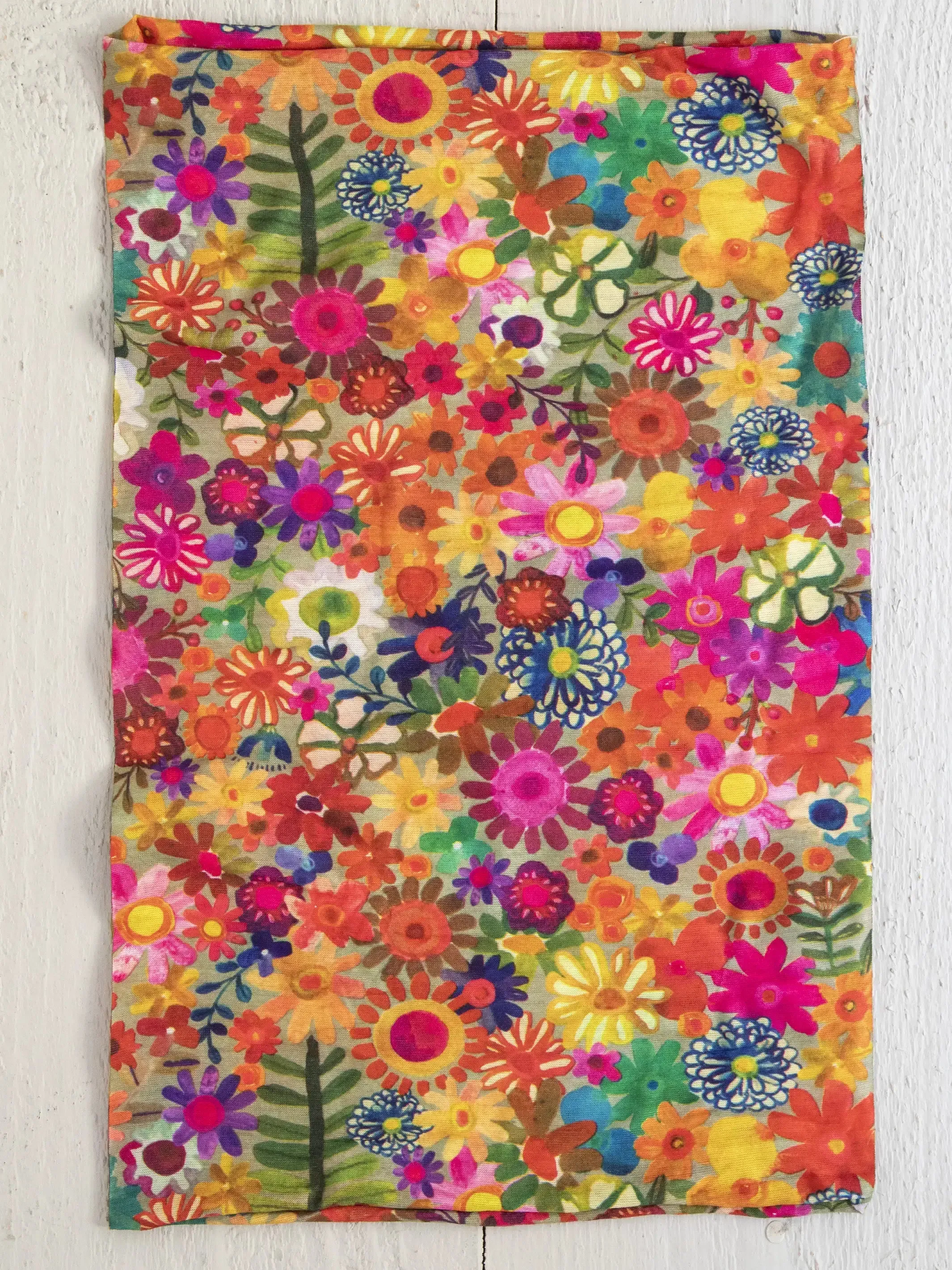 FULL BOHO BANDEAU HEADBAND - FLORAL PRINTED BLUE CREAM
