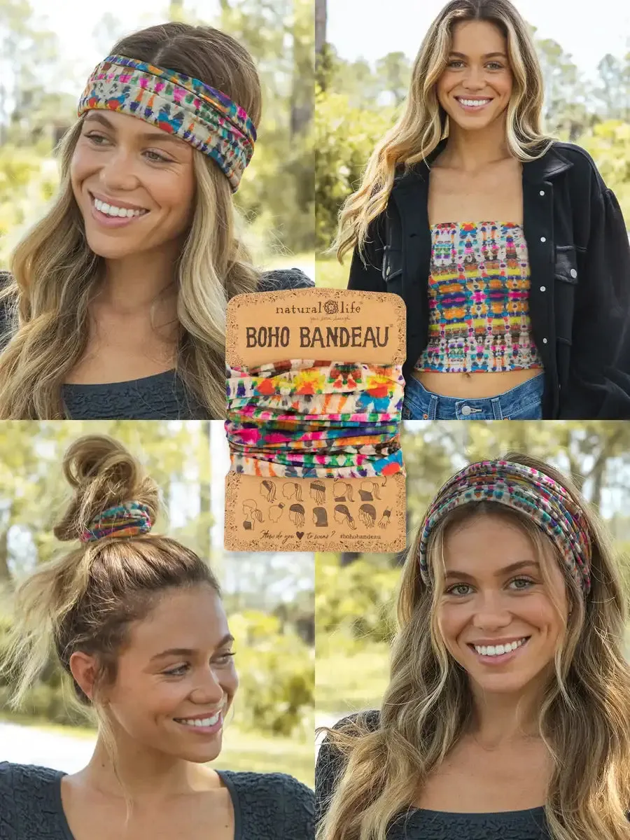 FULL BOHO BANDEAU HEADBAND - FUCHSIA MARIGOLD TIE-DYE