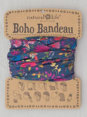 FULL BOHO BANDEAU HEADBAND - NAVY WILDFLOWERS