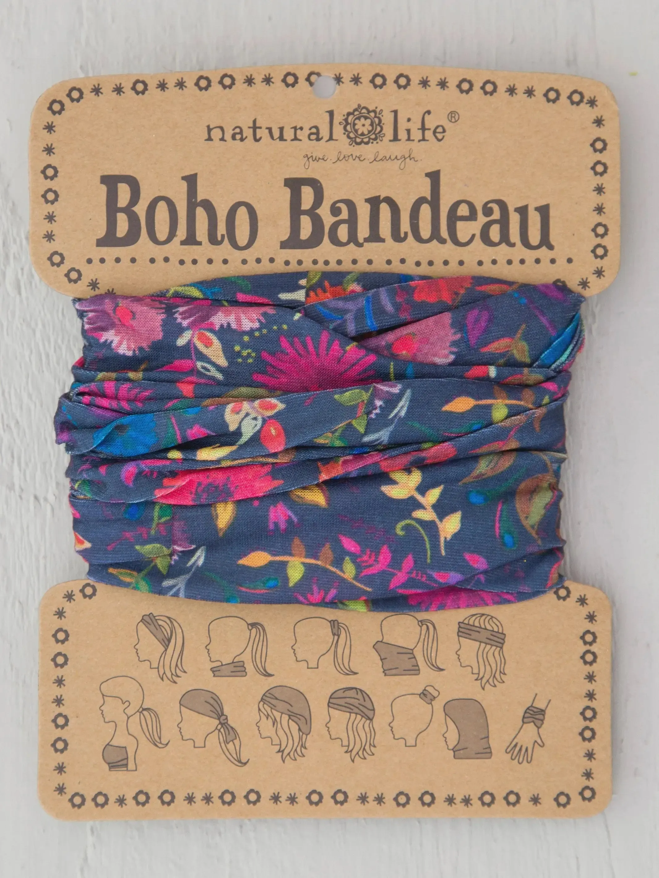 FULL BOHO BANDEAU HEADBAND - NAVY WILDFLOWERS