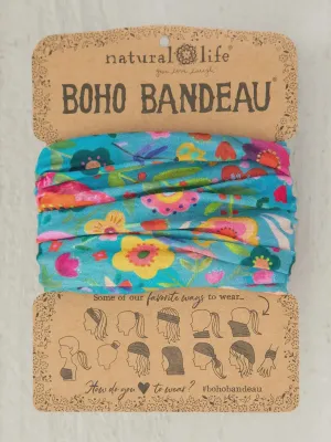 FULL BOHO BANDEAU HEADBAND - TEAL FOLK FLOWER