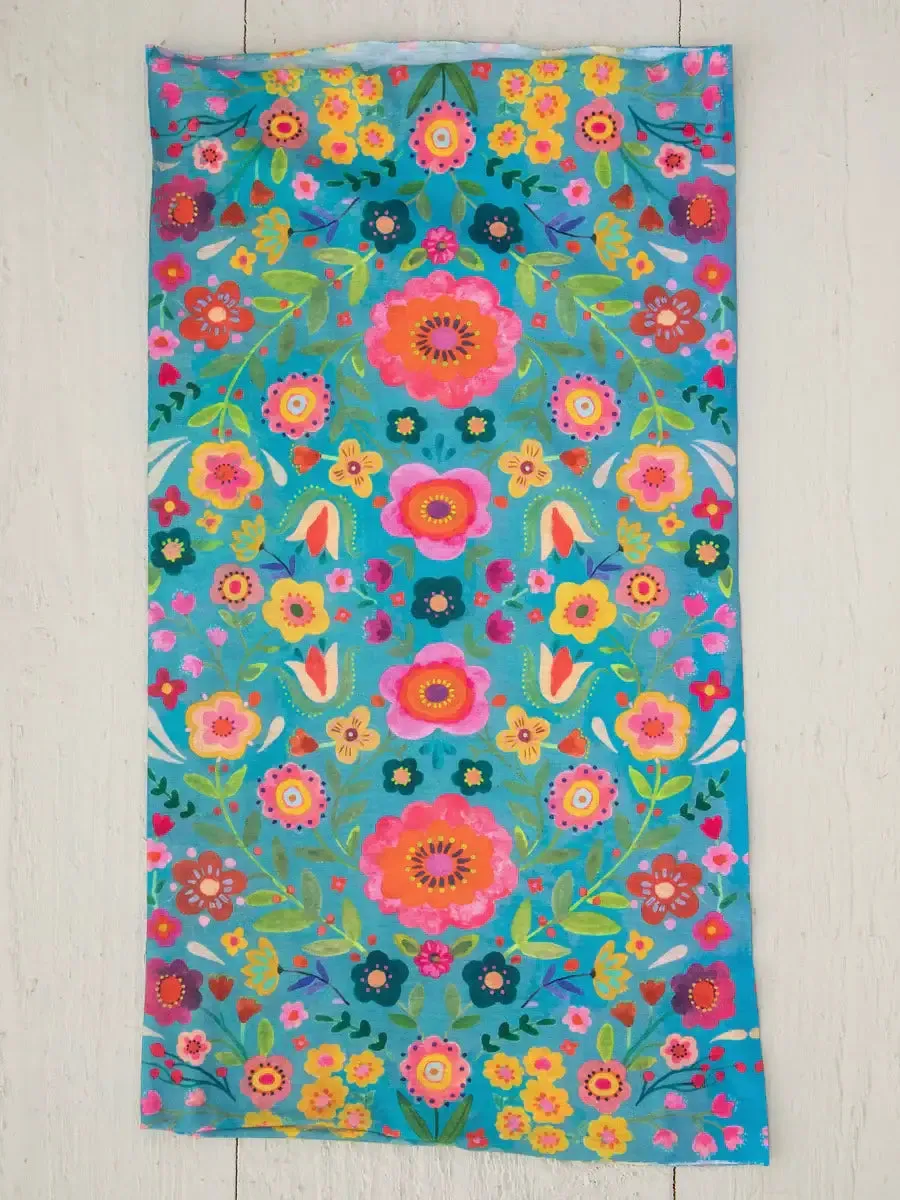 FULL BOHO BANDEAU HEADBAND - TEAL FOLK FLOWER