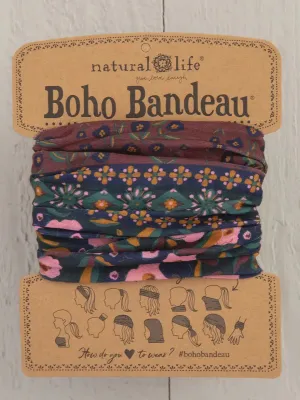 FULL BOHO BANDEAU HEADBAND - WINE FLORAL BORDER