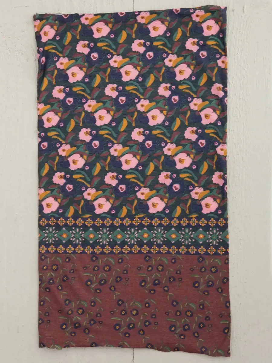 FULL BOHO BANDEAU HEADBAND - WINE FLORAL BORDER