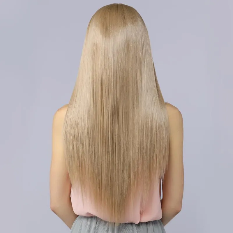 Full Lace Wigs Synthetic Hair Straight Fake Scalp Blonde Wig 103#