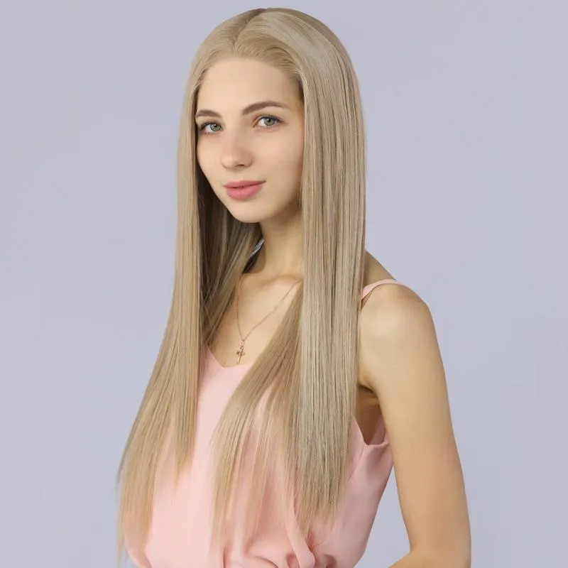 Full Lace Wigs Synthetic Hair Straight Fake Scalp Blonde Wig 103#