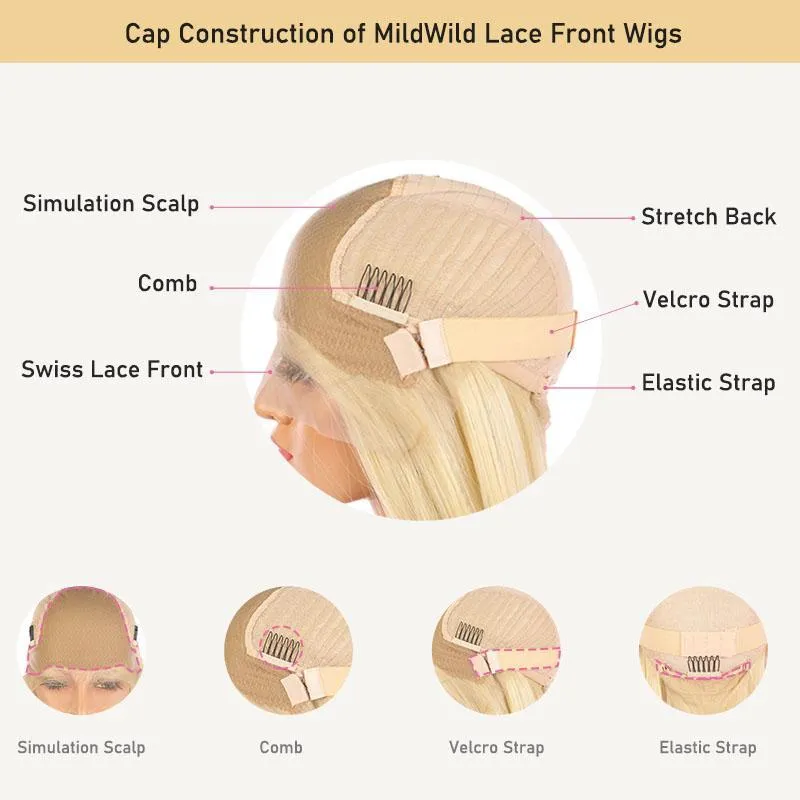 Full Lace Wigs Synthetic Hair Straight Fake Scalp Blonde Wig 103#