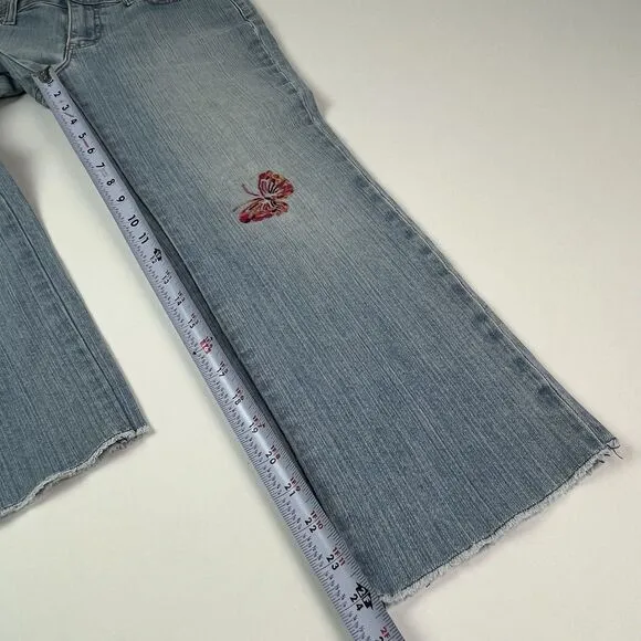 GAP Y2K Floral Butterfly Embroidery Cropped Jeans Sz 6 Low Rise kick flare Boho