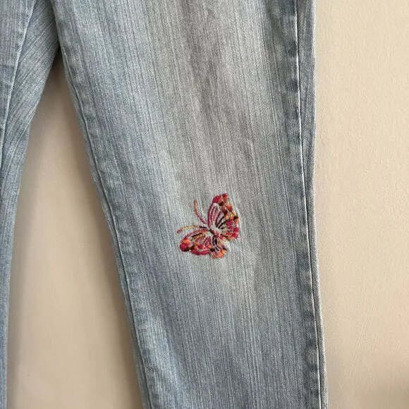 GAP Y2K Floral Butterfly Embroidery Cropped Jeans Sz 6 Low Rise kick flare Boho