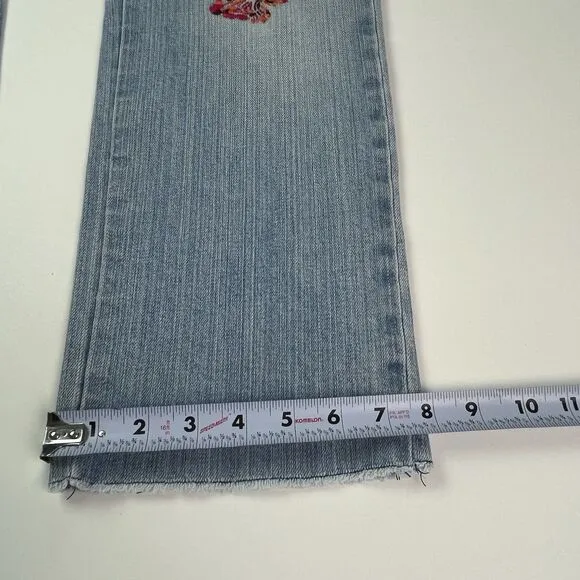 GAP Y2K Floral Butterfly Embroidery Cropped Jeans Sz 6 Low Rise kick flare Boho
