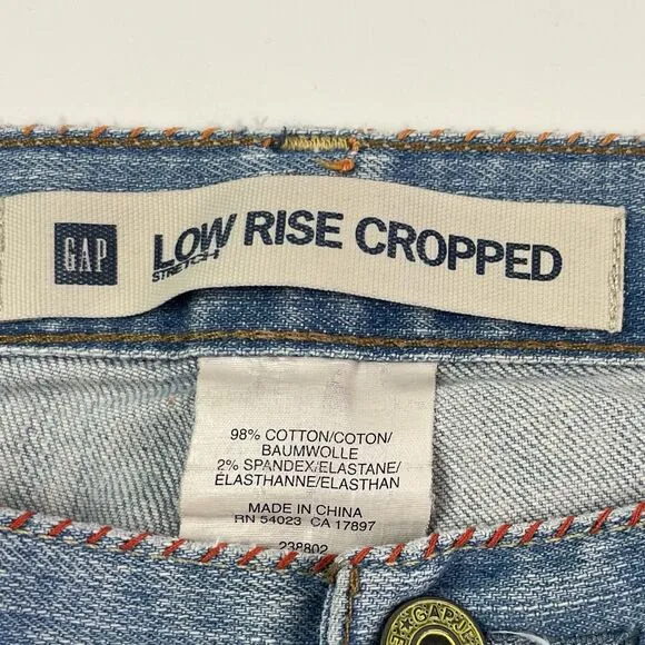 GAP Y2K Floral Butterfly Embroidery Cropped Jeans Sz 6 Low Rise kick flare Boho