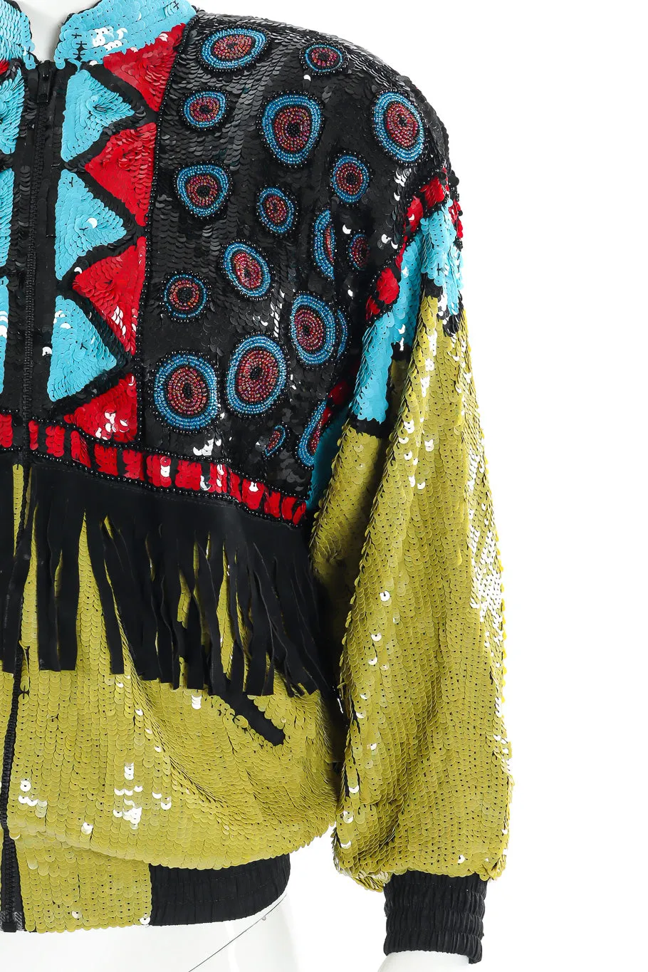 Geo Sequin Fringe Jacket