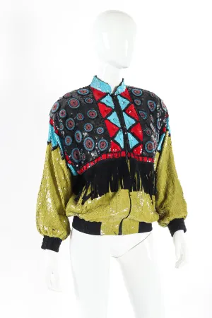 Geo Sequin Fringe Jacket