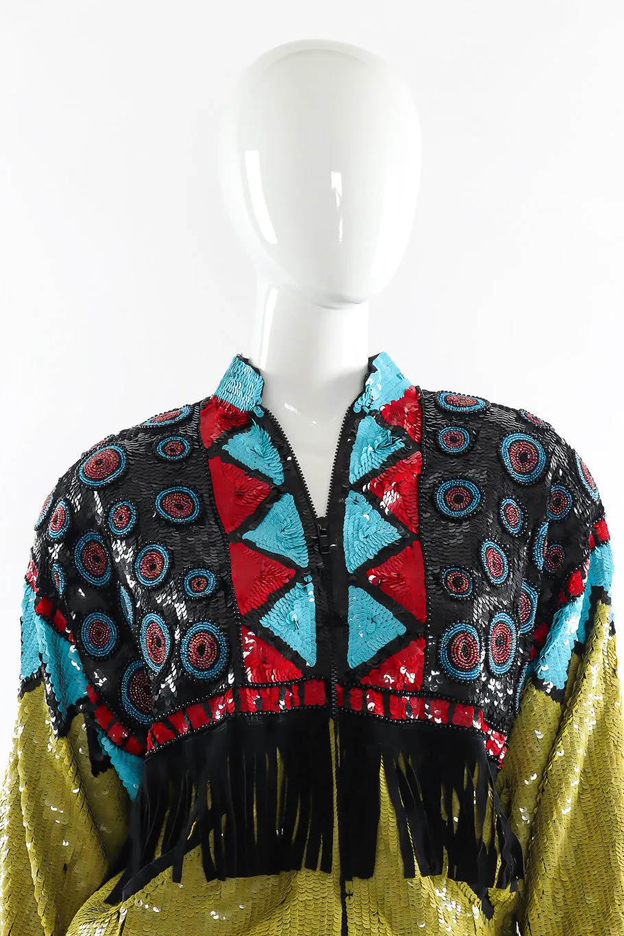 Geo Sequin Fringe Jacket