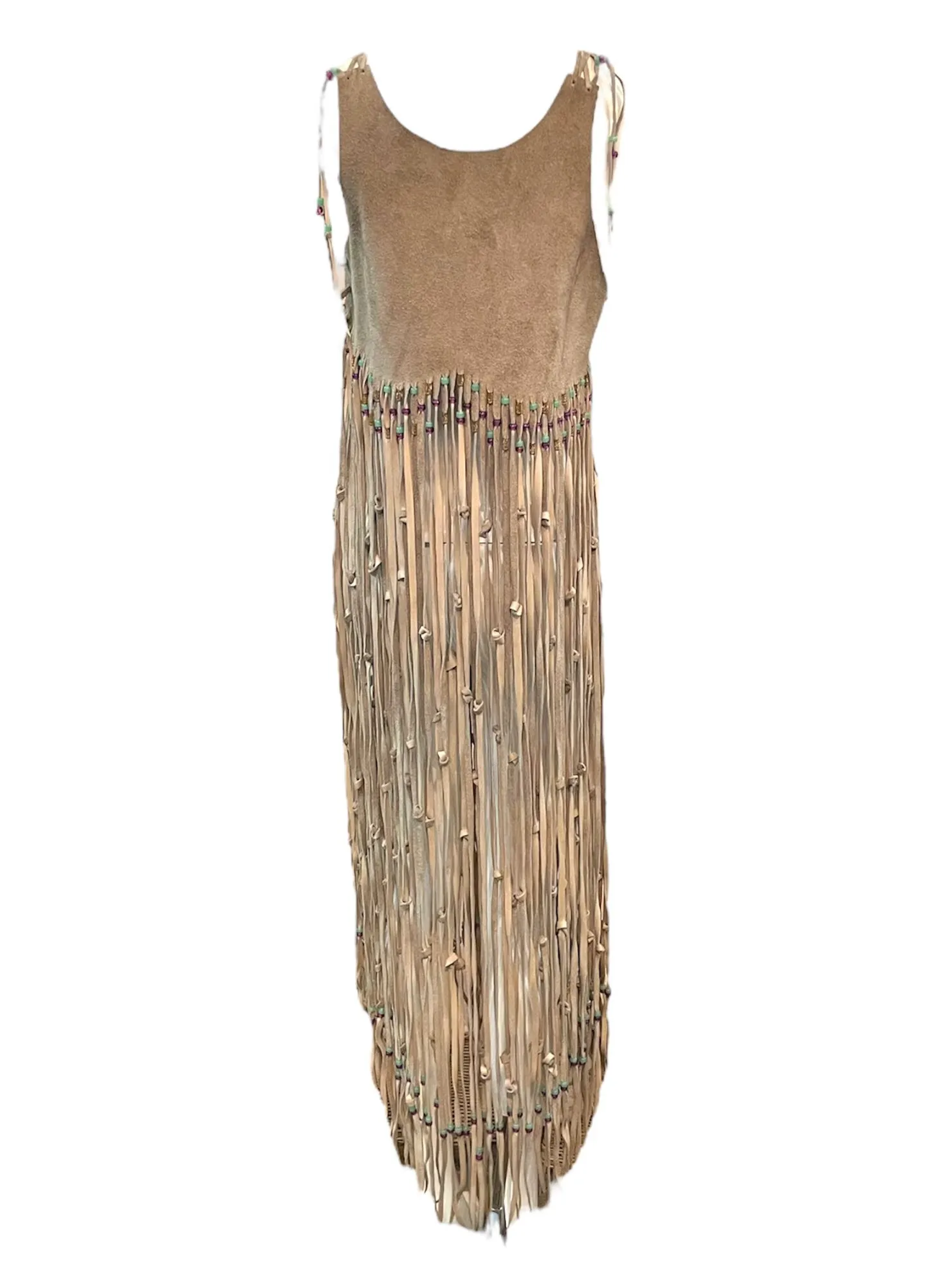 Geriranne Raphael 60s Handmade Suede Fringed Pullover Top with Bead Detail