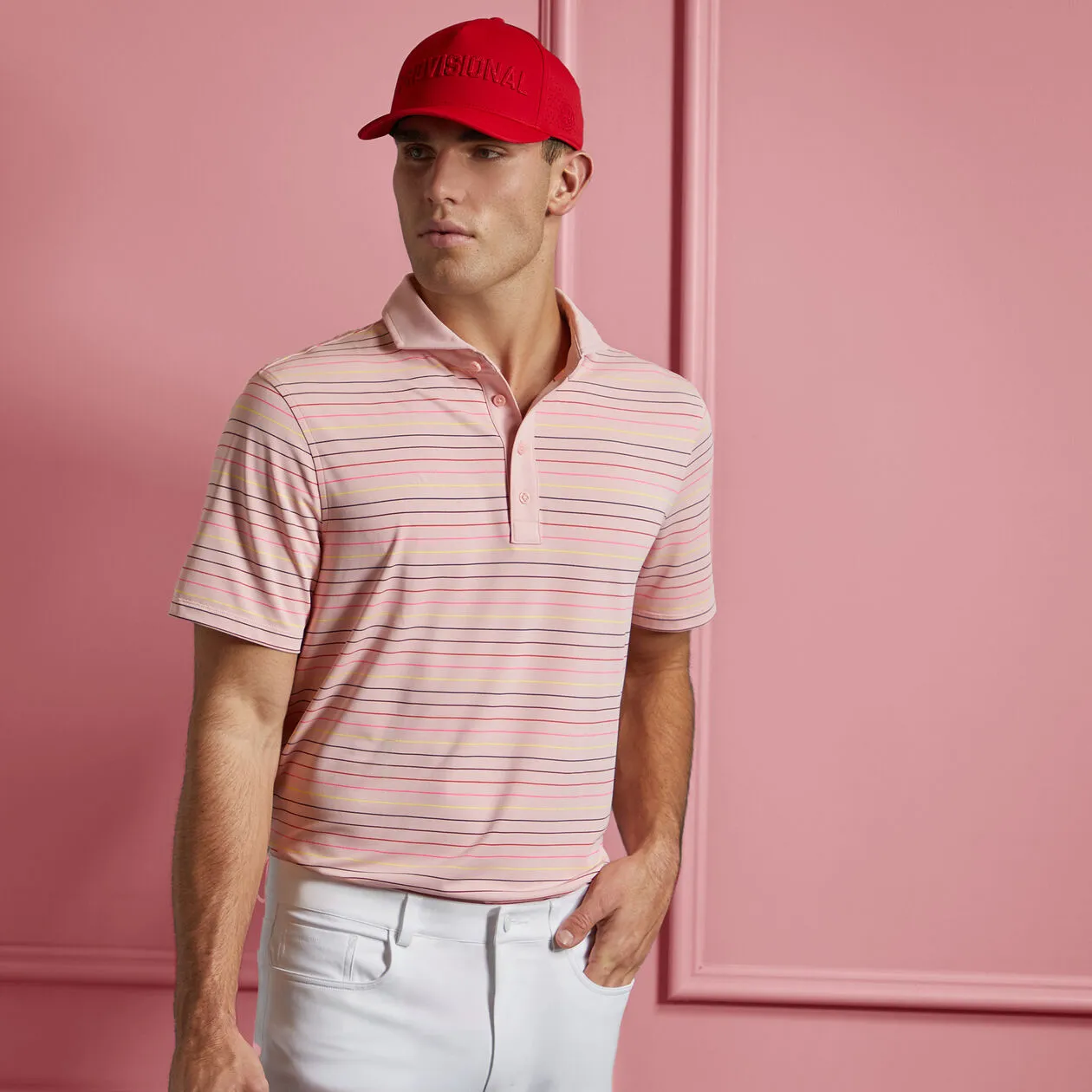 G/FORE MENS MULTI STRIPE TECH PIQUÉ POLO - AMOUR