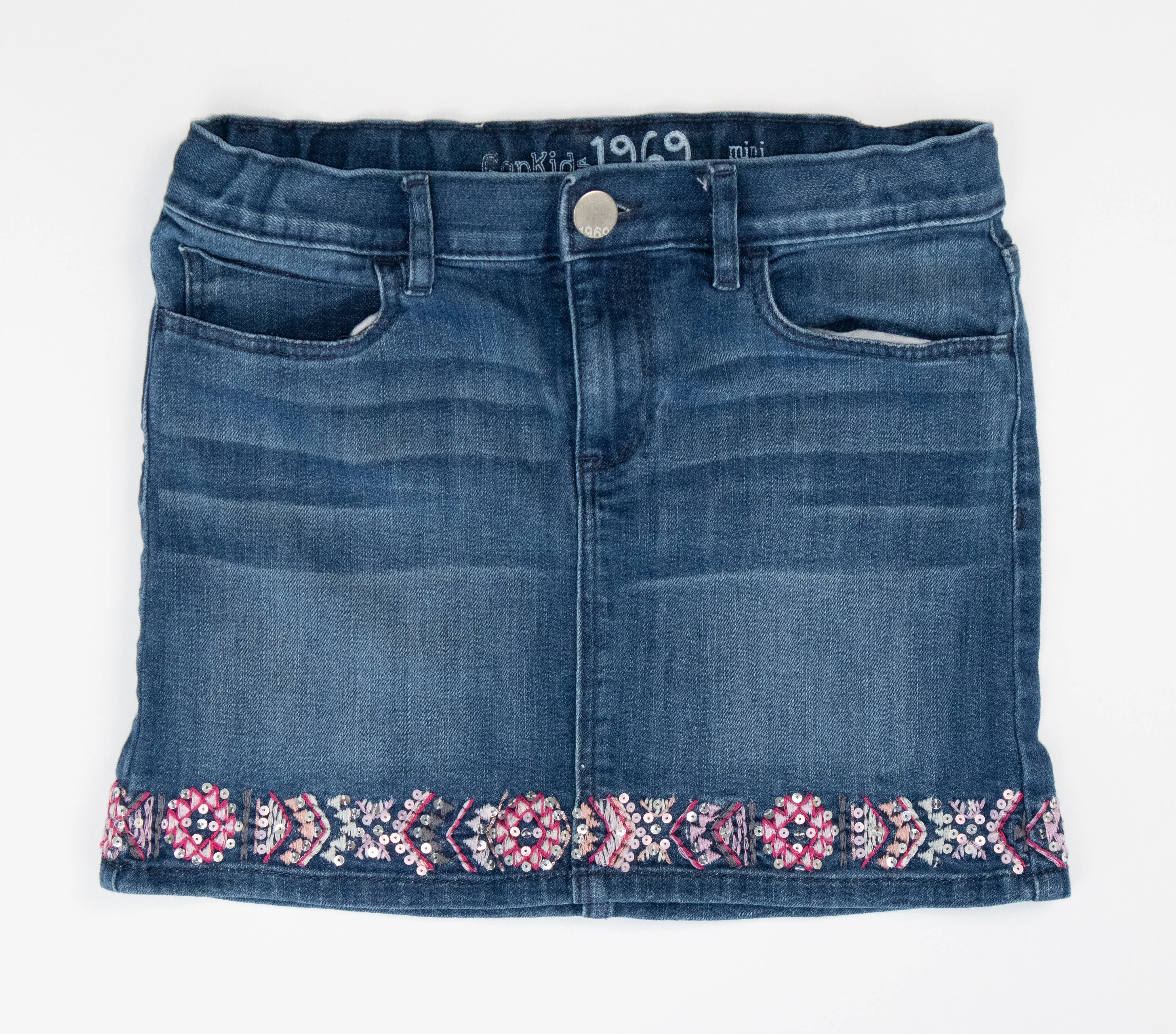 GIRL SIZE 10 YEARS - GAP Kids, Floral Denim Skirt EUC B52