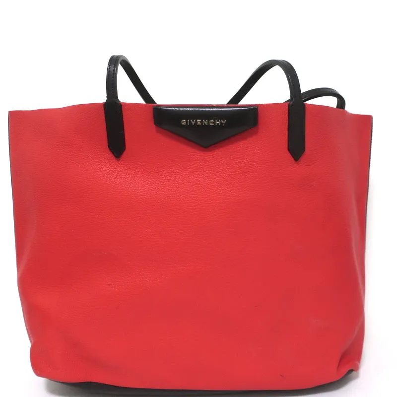 Givenchy Antigona Large Shopper Tote Red/Beige Two Tone Leather Shoulder Bag