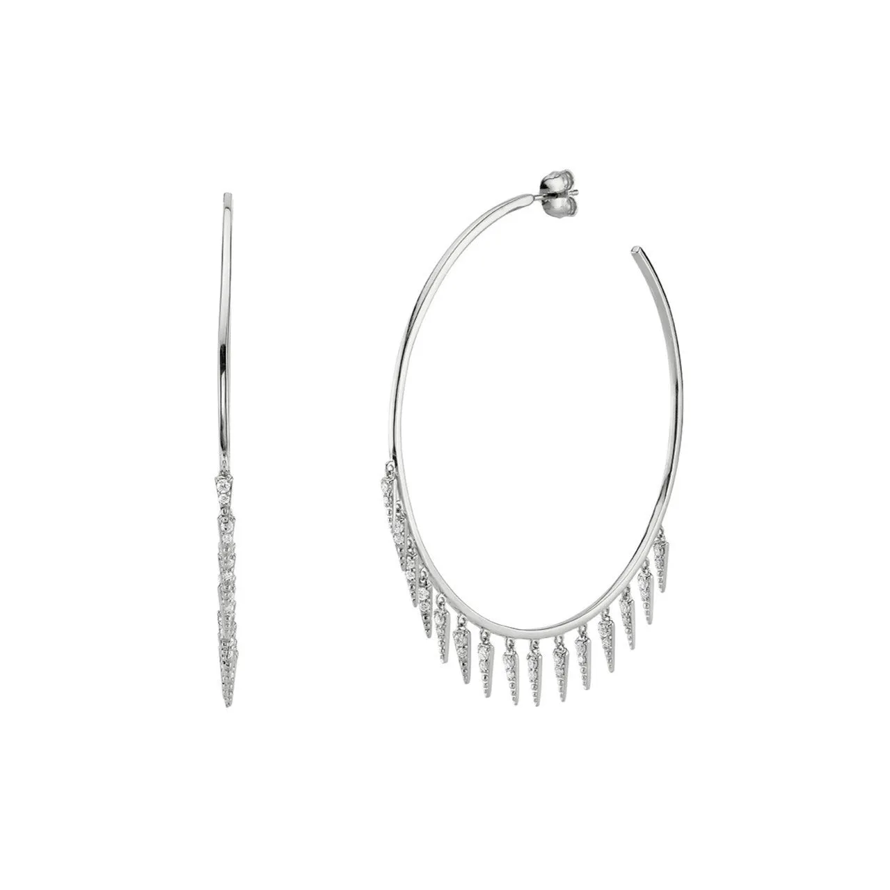 Gold & Diamond Fringe Large Hoops
