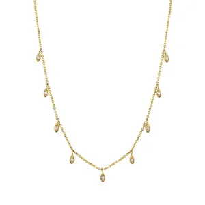 Gold & Diamond Marquise Eye Fringe Necklace