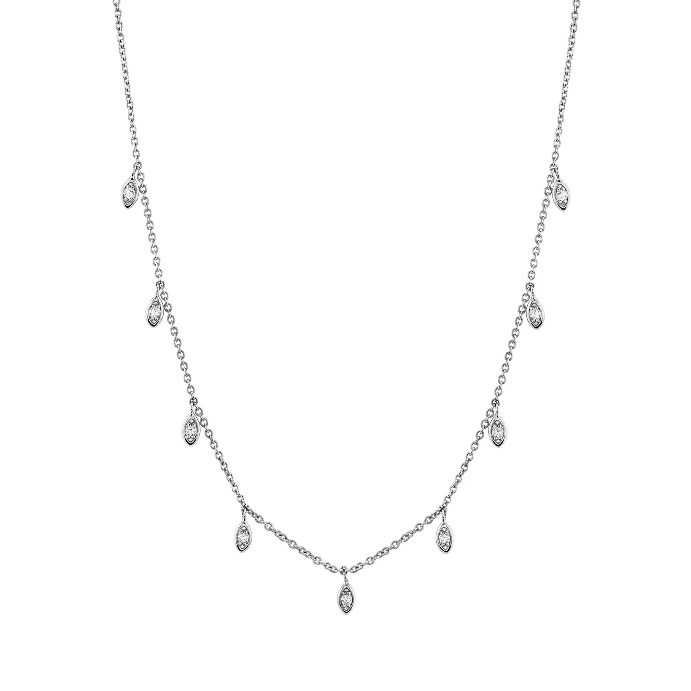 Gold & Diamond Marquise Eye Fringe Necklace