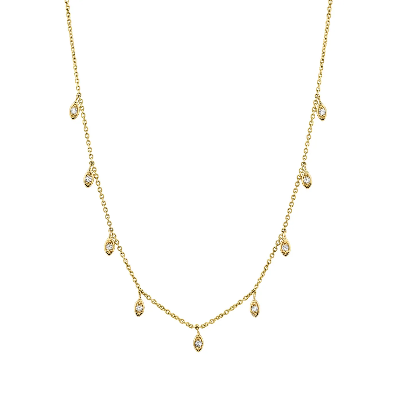 Gold & Diamond Marquise Eye Fringe Necklace