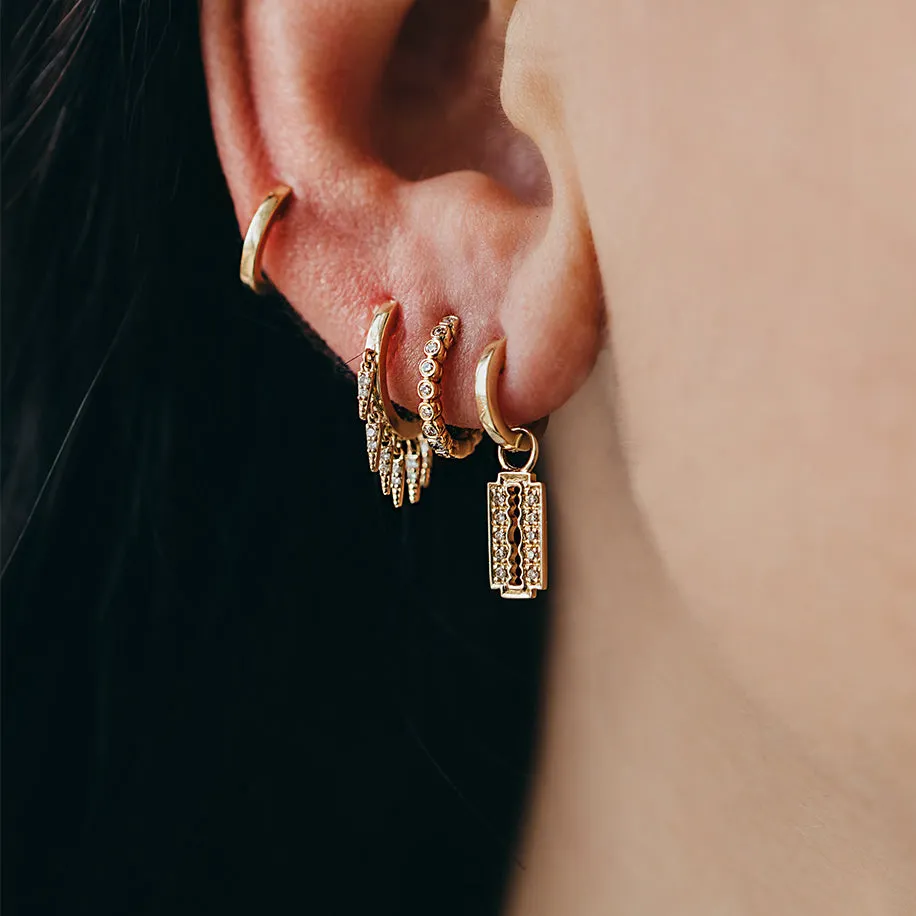 Gold & Diamond Small Fringe Huggie Hoops