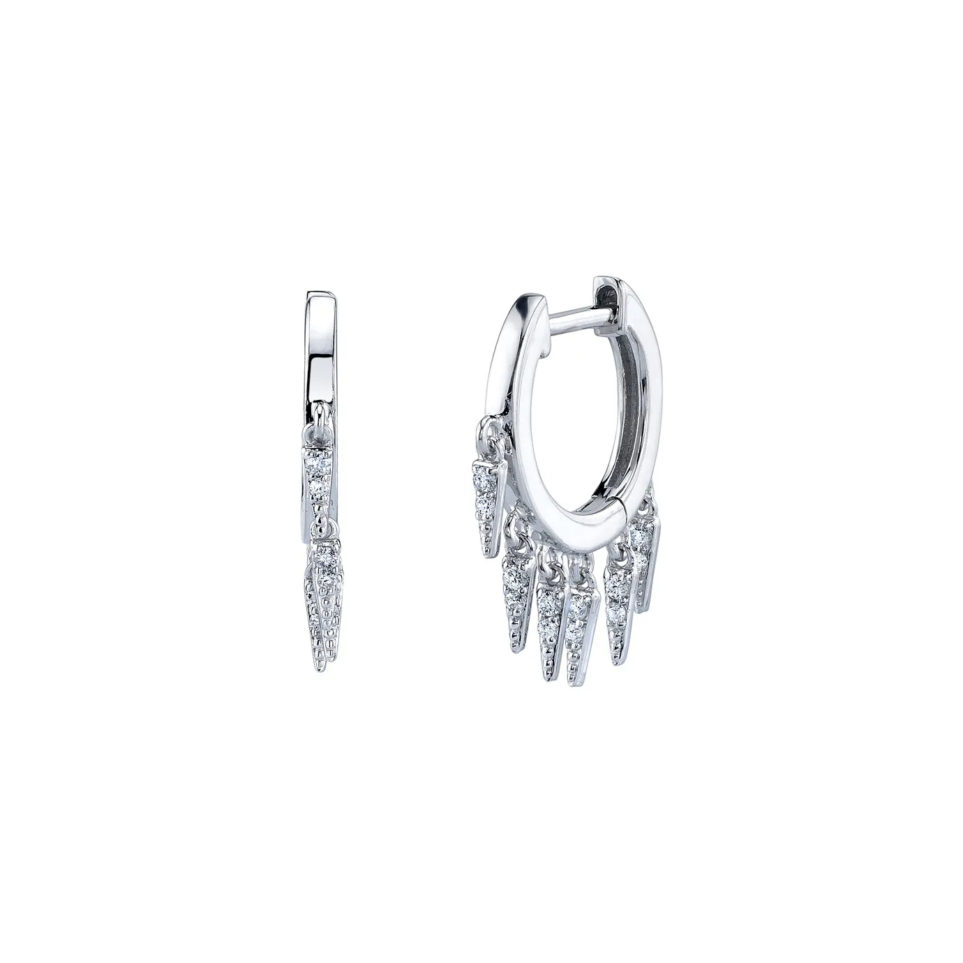 Gold & Diamond Small Fringe Huggie Hoops