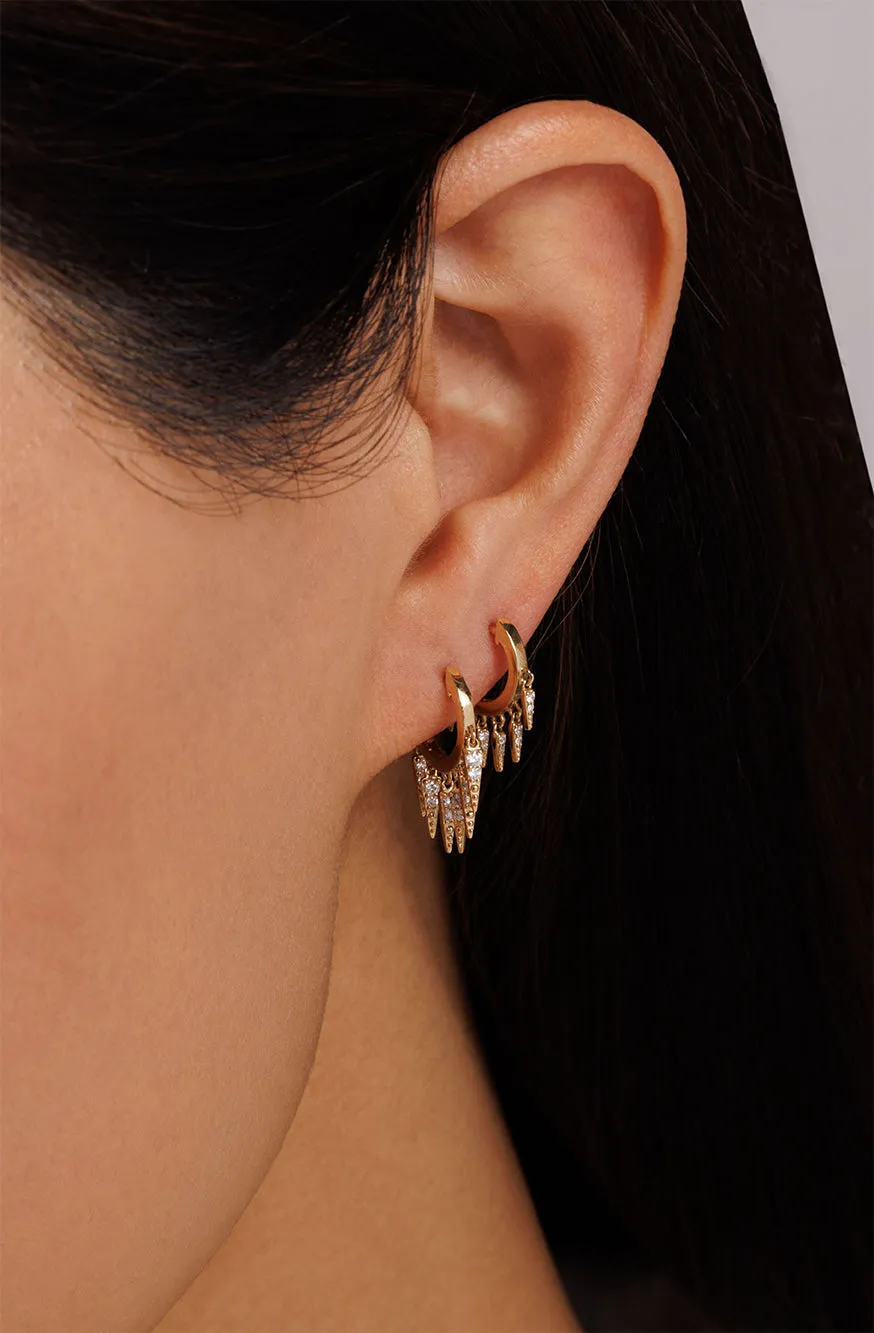 Gold & Diamond Small Fringe Huggie Hoops