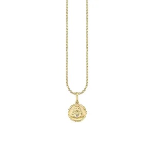Gold & Diamond Tiny Sitting Buddha Coin Charm