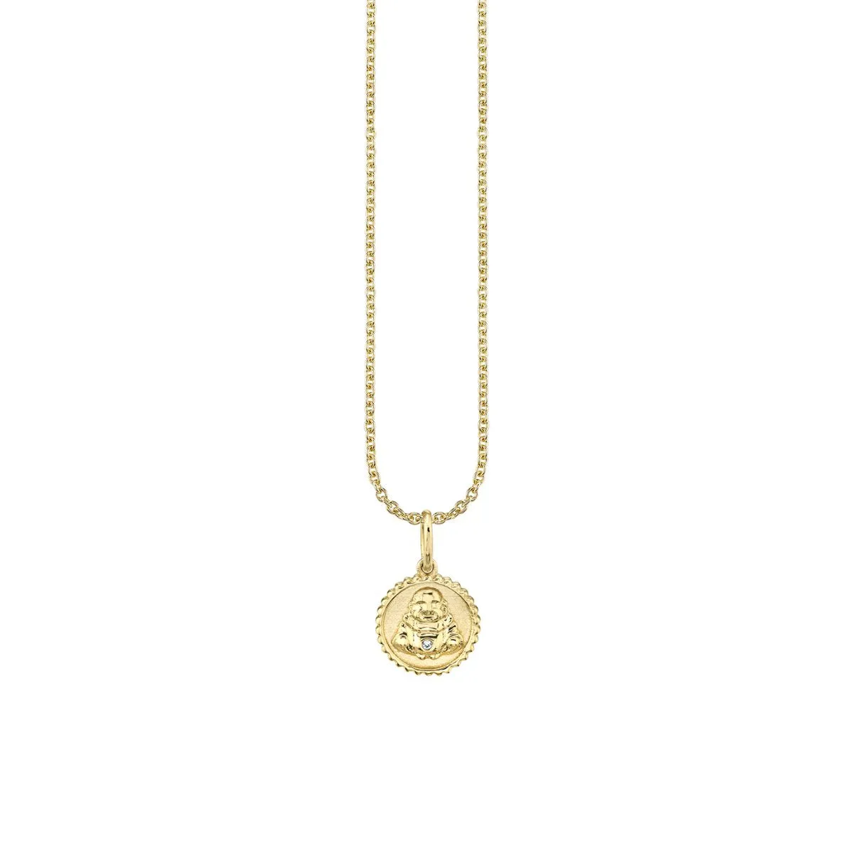 Gold & Diamond Tiny Sitting Buddha Coin Charm