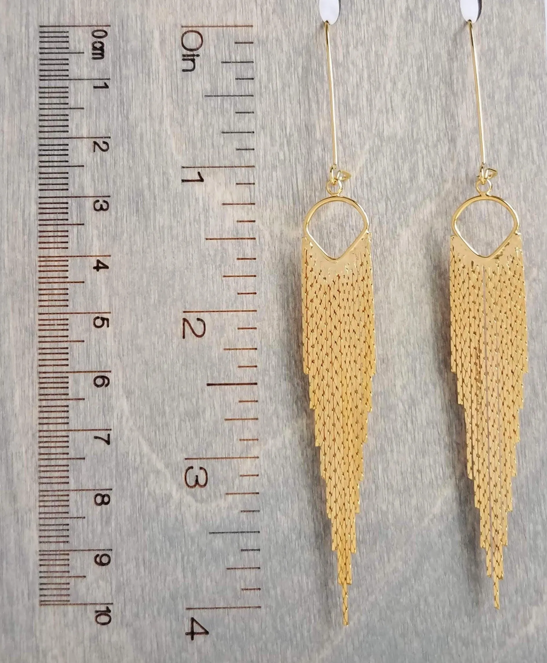 Gold Fringe Earrings - thin chain strand earring, chain dangle, v shape chain, gold chain fringe, gold chain tassel, 4" long earring, sexy