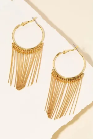 Gold Fringe Hoop Earrings