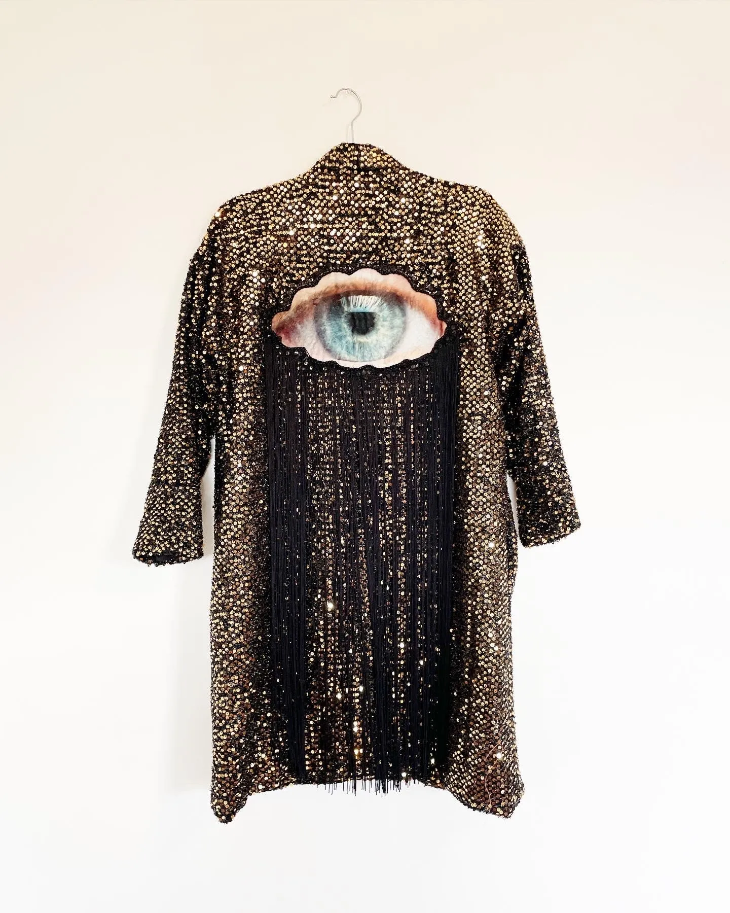 Gold Sequin Eye with Fringe Caftan