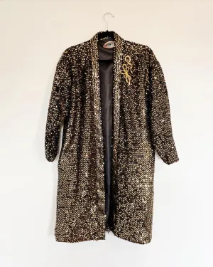 Gold Sequin Eye with Fringe Caftan
