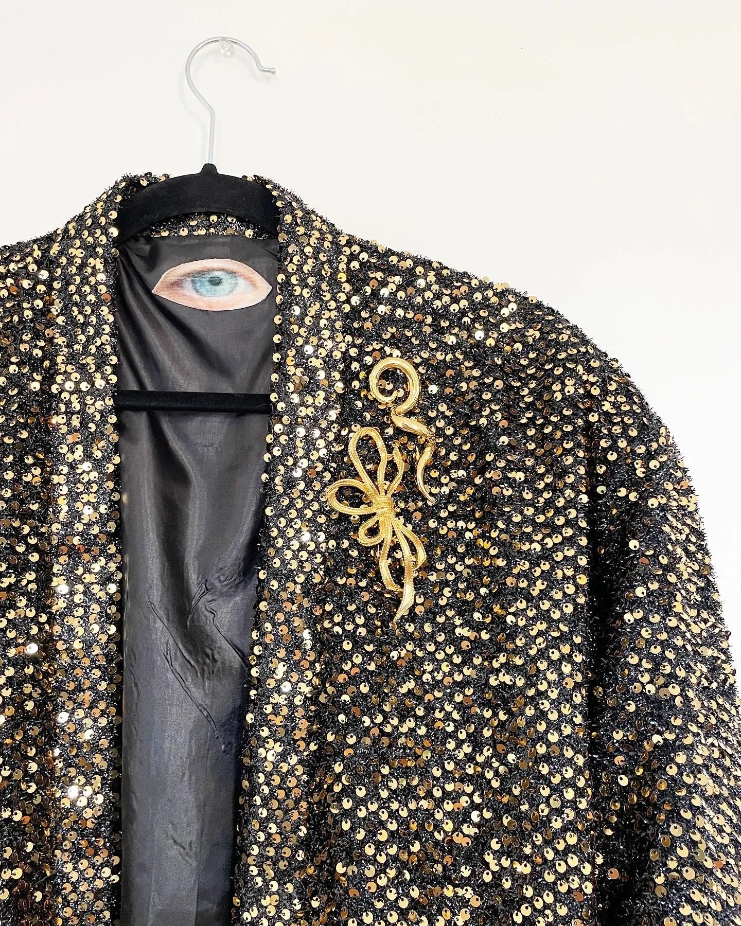 Gold Sequin Eye with Fringe Caftan