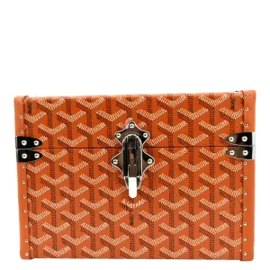 GOYARD Cassette Canvas Trunk Clutch Bag Orange