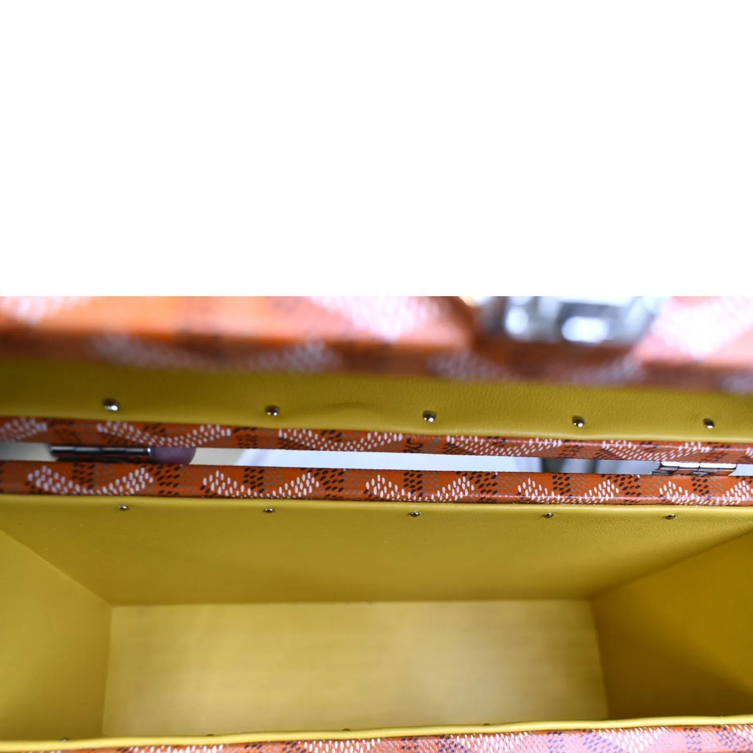 GOYARD Cassette Canvas Trunk Clutch Bag Orange