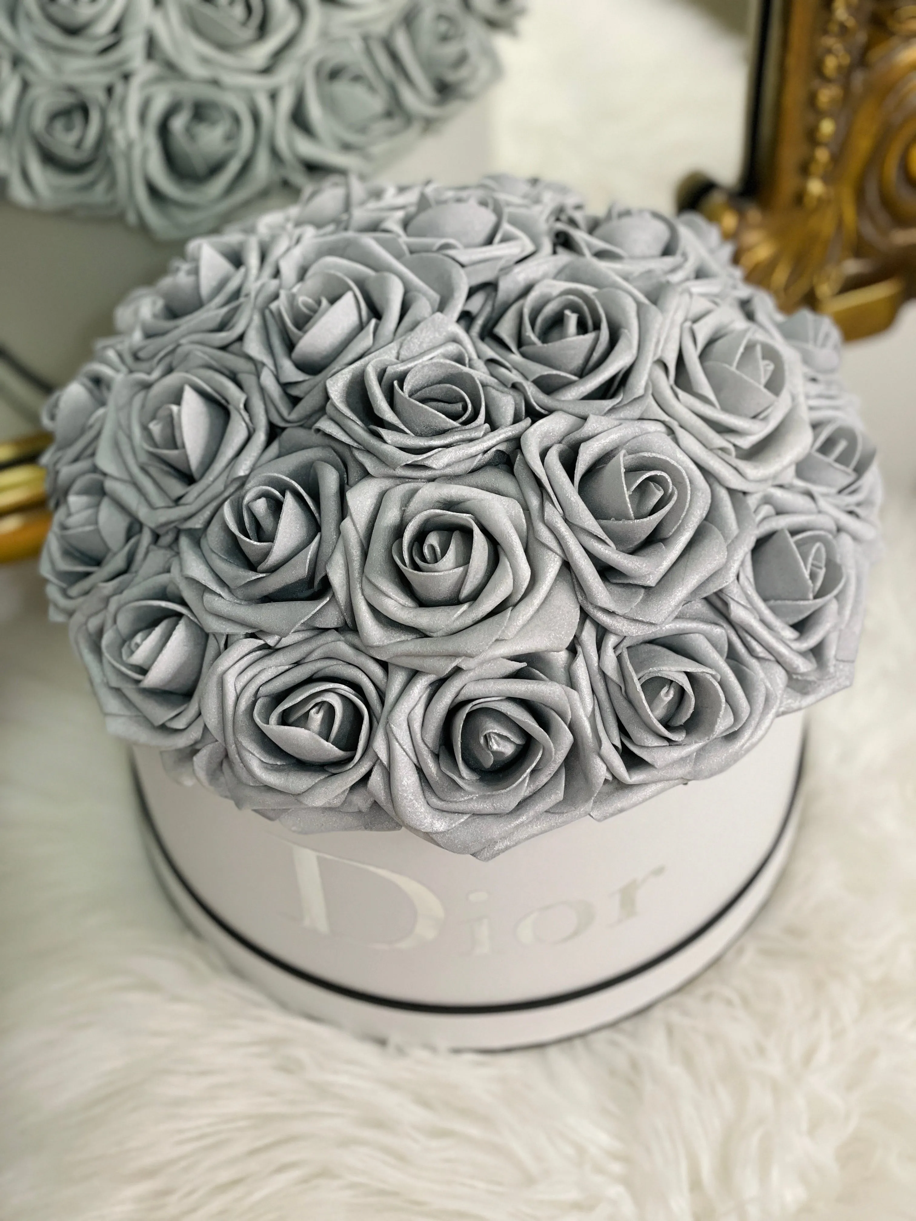 Gray Roses Flower Box Bouquet