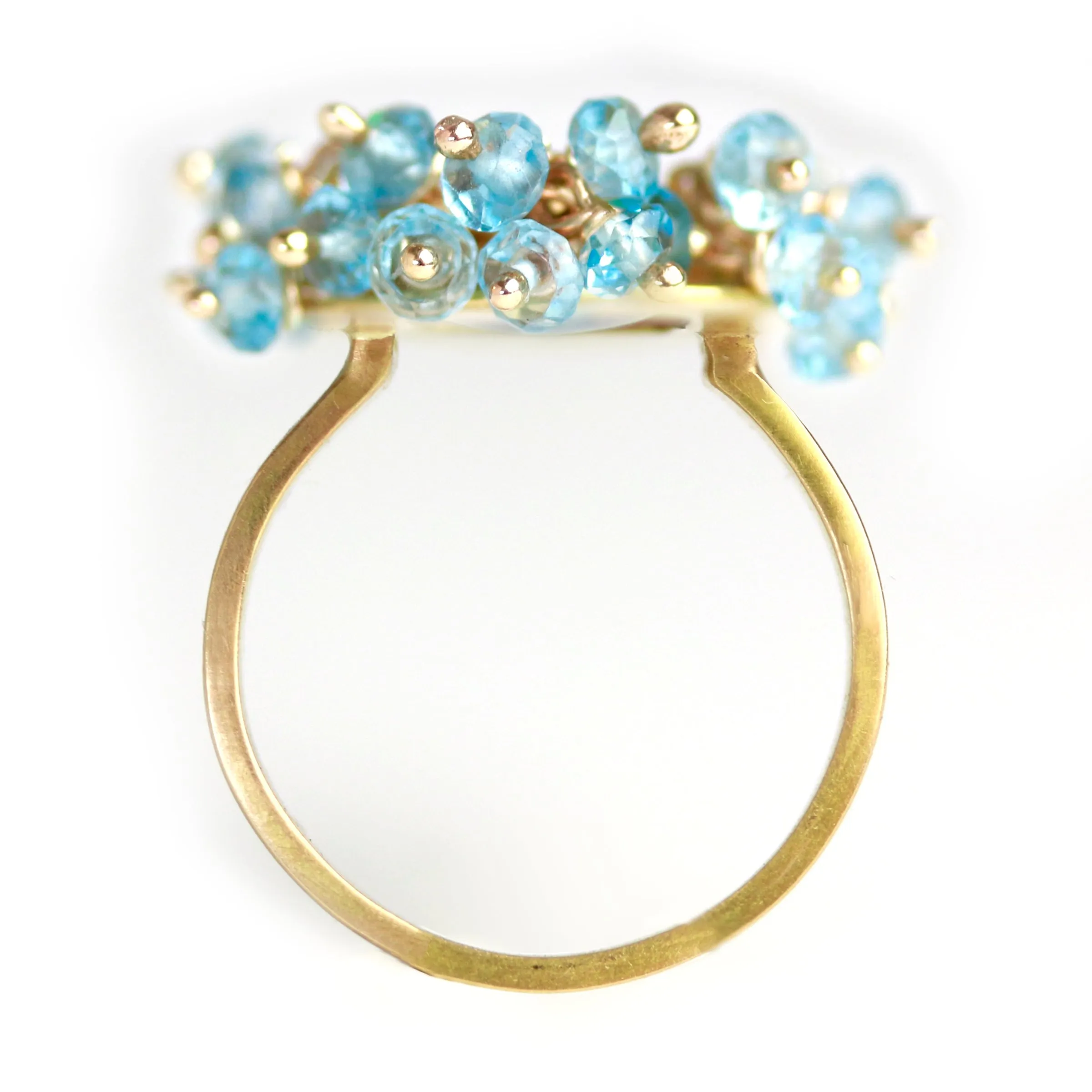Green Flash Opal and London Blue Topaz Fringe Ring. Size 7 1/2.