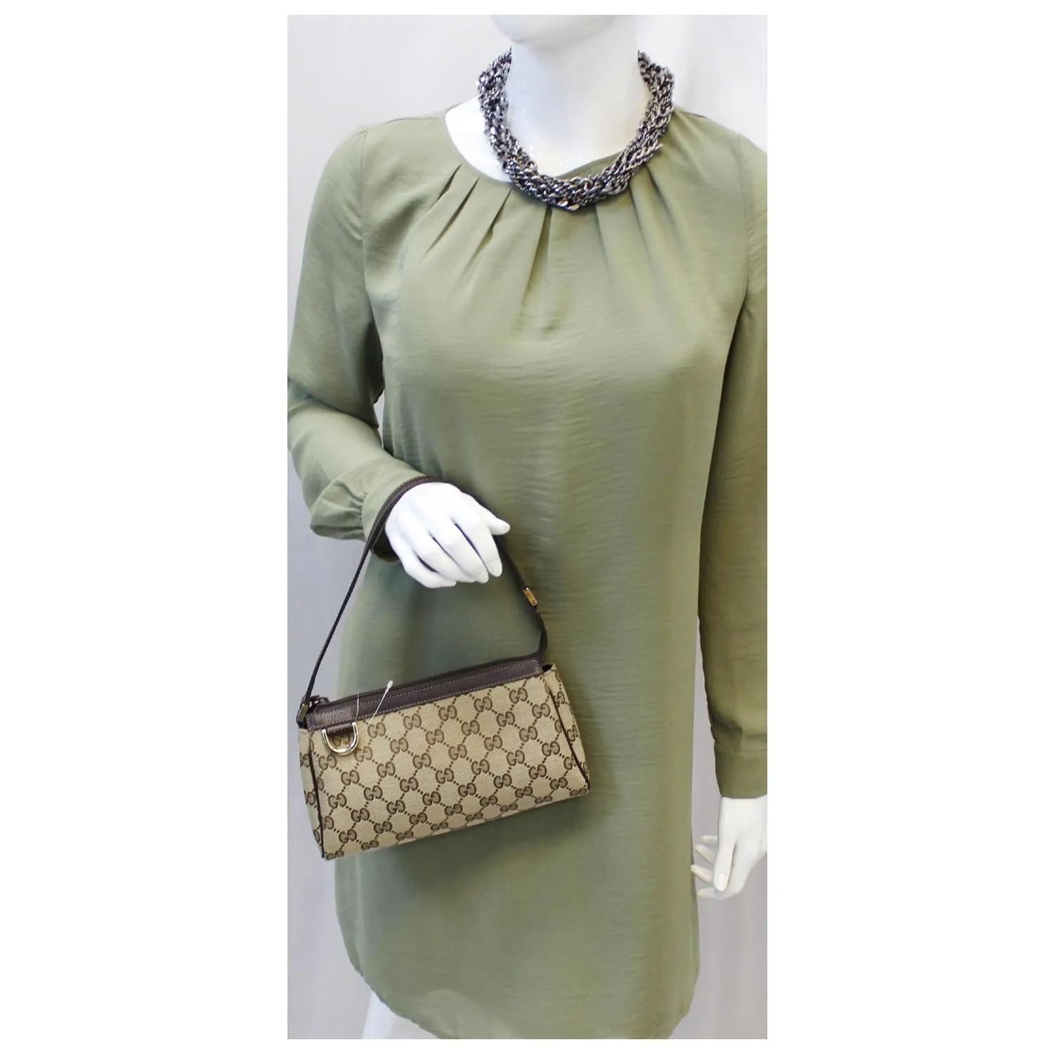 Gucci Beige/Ebony G Canvas Abbey D-Ring Pochette Bag